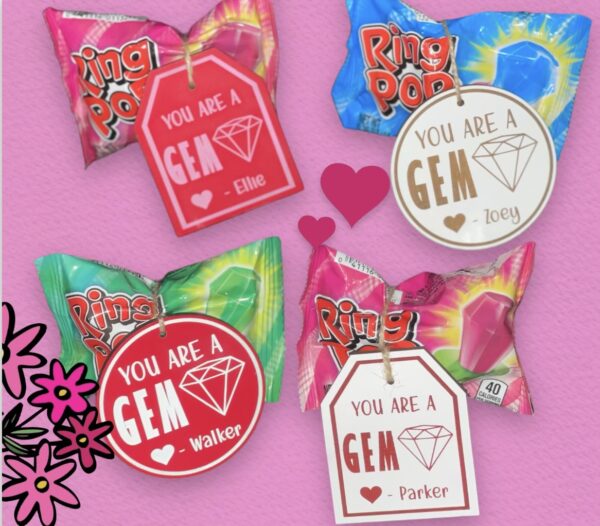 Personalized Valentines You Are A Gem Tags for Kids and Classroom