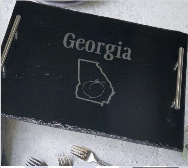 Personalized Slate Serving Trays with Stainless Steel Handles - Image 2